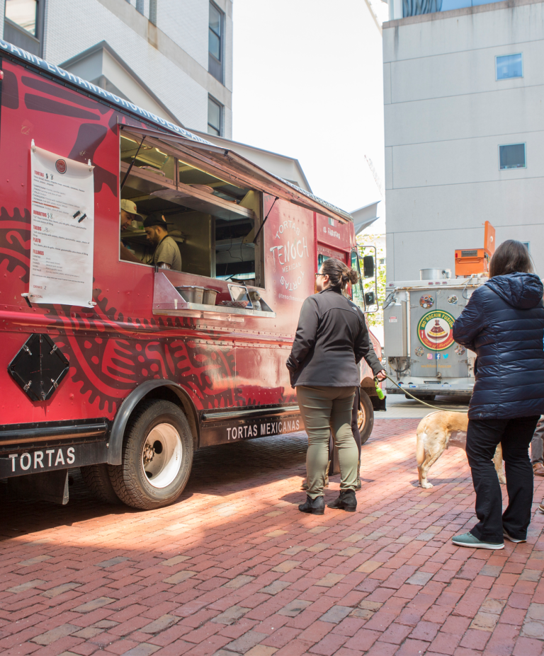 food truck parked on HMS campus